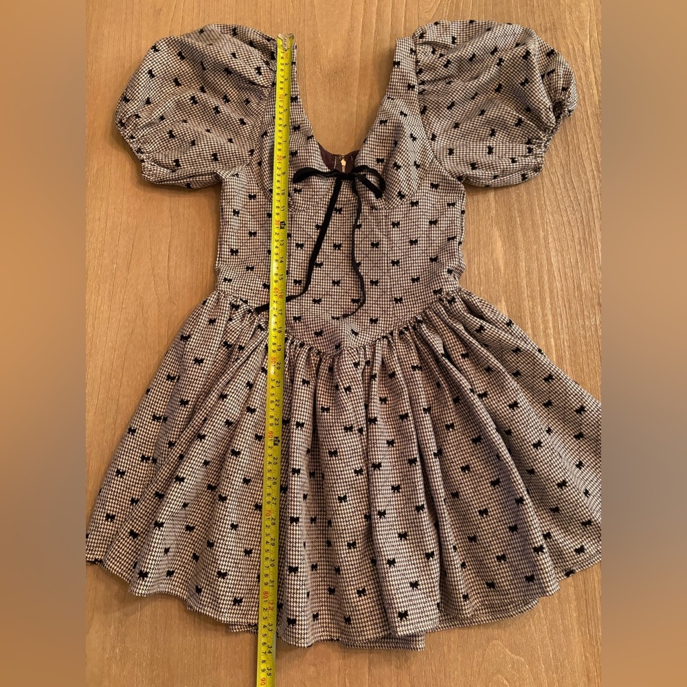 Sofie the Label Bows of Enchantment Mini Dress Puff Sleeve Brown Small NWT - Picture 16 of 16